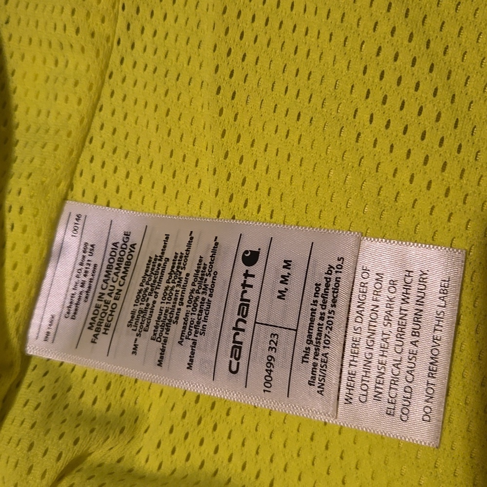 Carhartt Men's High-Visibility Waterproof Class 3 Sherwood Jacket Size M - Picture 7 of 13